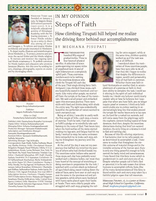 Hinduism Today Jan 2012 Opinion and Book Reviews