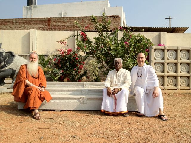 Monks at Iraivan Worksite in Bengaluru