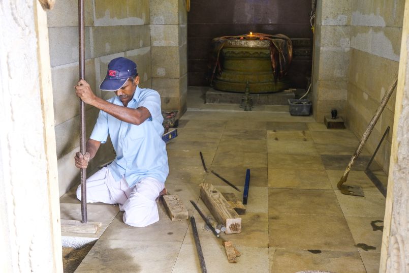 Laying Floor Stones in the Mukha Mandapam