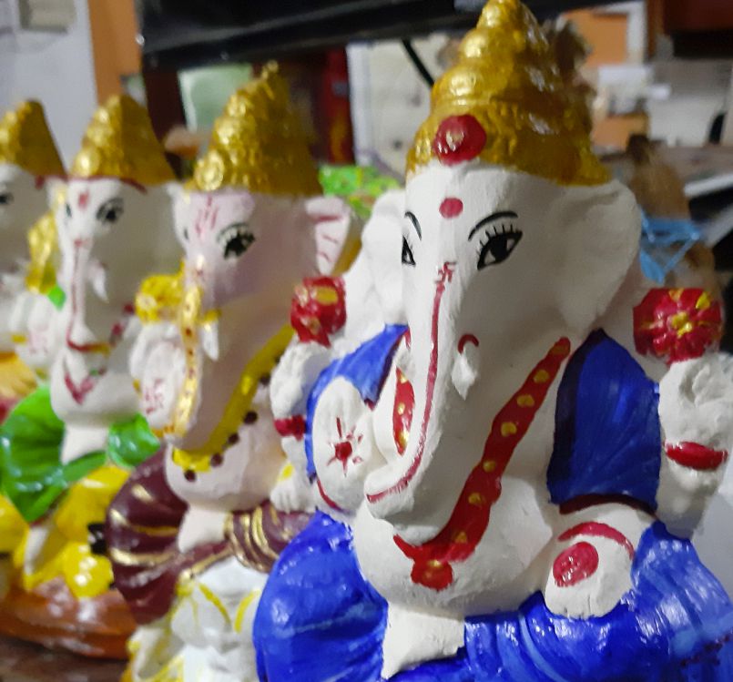 Making Clay Ganeshas