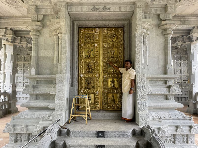 Fitting Iraivan Temple's Sanctum Doors