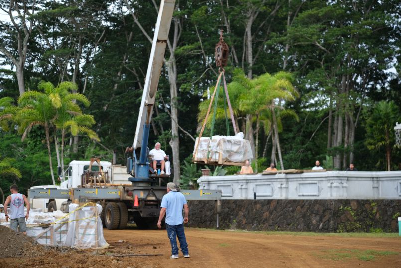 Tiles Moved onto Iraivan Foundation