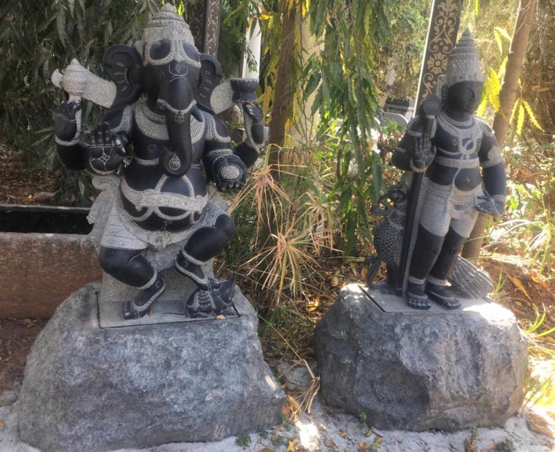 Ganesha and Murugan Murtis Grace Our Front Entrance
