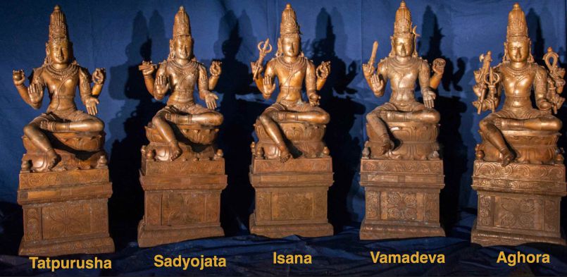 Gold Leafing Siva's Five Cosmic Forms